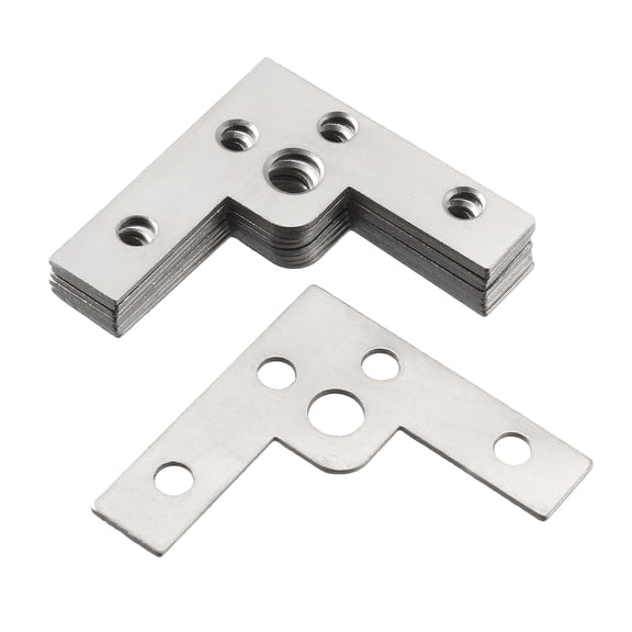 Flat Angle Bracket Plate L Shape Repair Joining Support Brace, 40mmx40mm Silver Tone, 10 Pcs