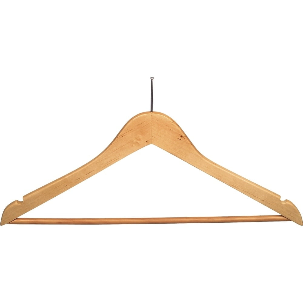 Flat Anti-Theft Clothes Hanger with P-Nail, Security Hangers for Retail and Hospitality Walnut w/ Chrome Clips Box of 50