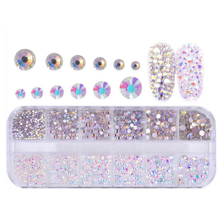 Sohindel 3D Nail Charms Rhinestones for Nails Mix Shapes Crystals Shiny Color Gems Design Multi Sized Diamonds Art Decoration - Style 6