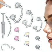 Horseshoe Nose Rings Hoops, 18G 6/7/8mm Internally Threaded Surgical Steel Cartilage Helix Tragus Earring Hoops Labret Lip Piercing