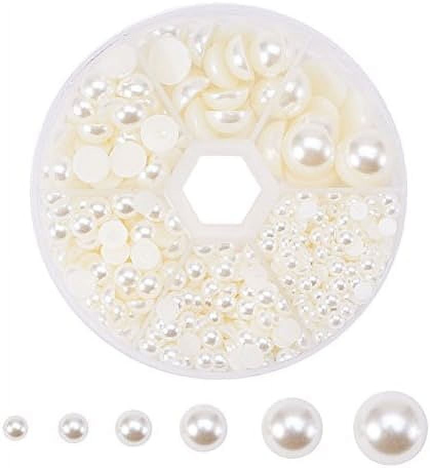 4000PCS Flatback Rhinestones and Half Round Pearls Kit #1, Multi Size Glass  Clear & AB Crystals, Plastic Flat Back White AB & Beige AB Dome Bead with