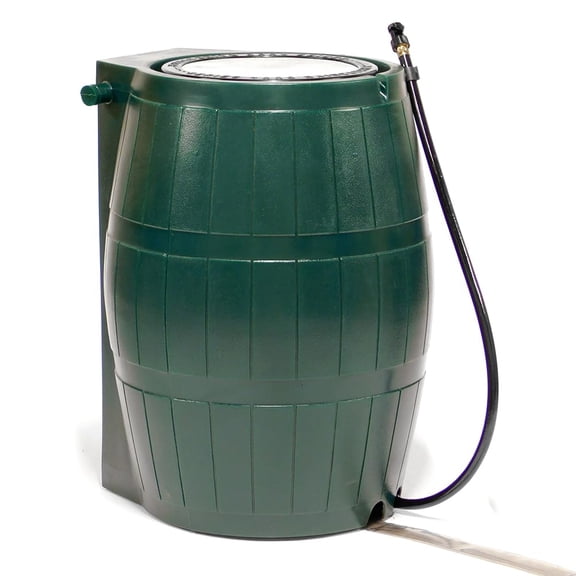 Flat Back Rain Water Barrel, Large Capacity Outdoor Rainwater Collection Storage Container, Yard Downspout Water Catcher With Side Spigots And Mesh Screen,