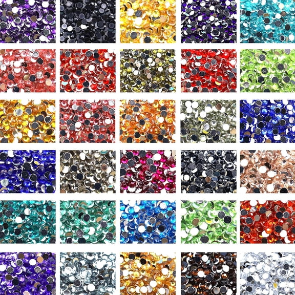 Flat Back Rhinestone Painting Beads, 30 Color 15000Pcs 5D Shiny Diamond Art
