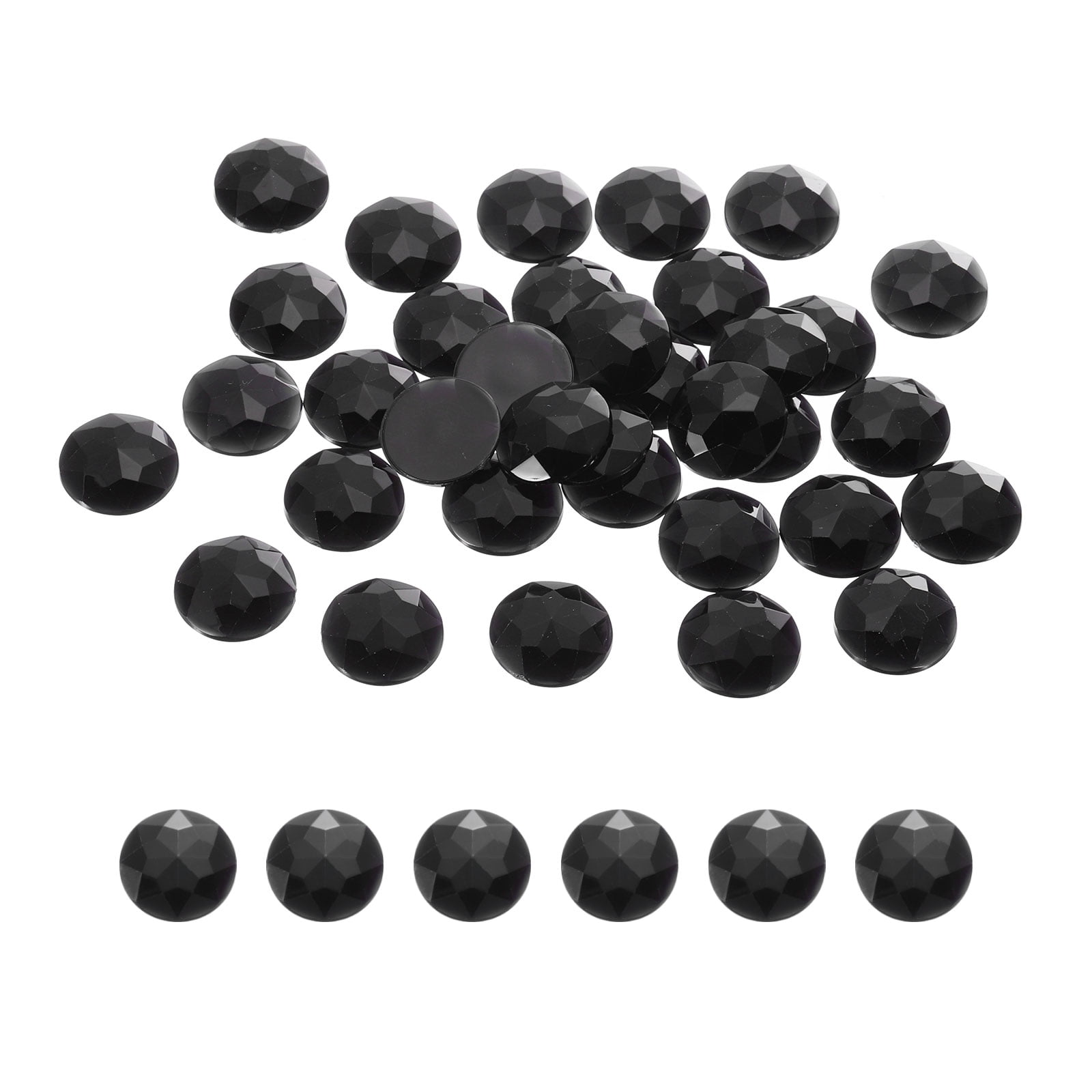 Flat Back Round Acrylic Rhinestones,10mm Black Flatback Crystal ...