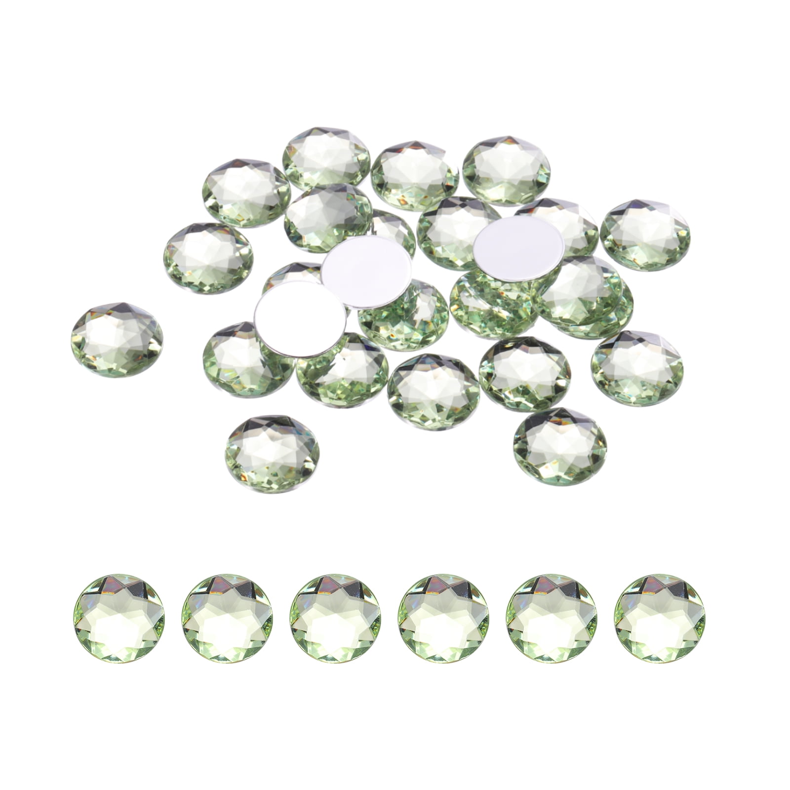 Flat Back Round Acrylic Rhinestones,16mm Light Green Flatback Crystal ...