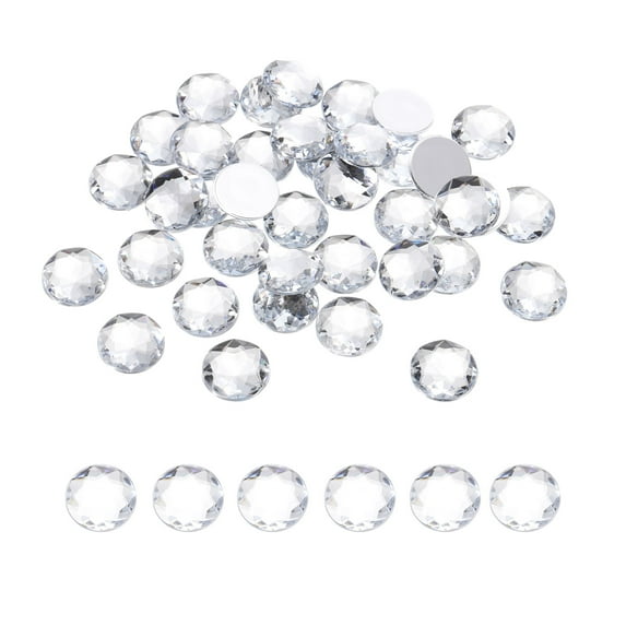 Uxcell Flat Back Round Acrylic Rhinestones 0.63" White Crystal Rhinestones 50Pcs
