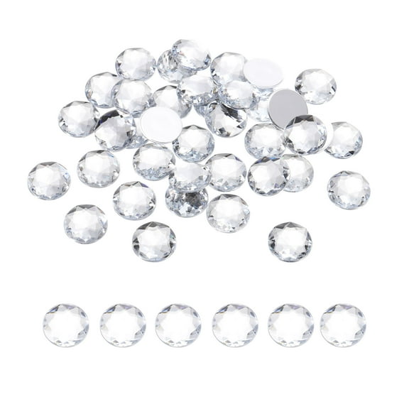 Uxcell Flat Back Round Acrylic Rhinestones 0.63" White Crystal Rhinestones 50Pcs
