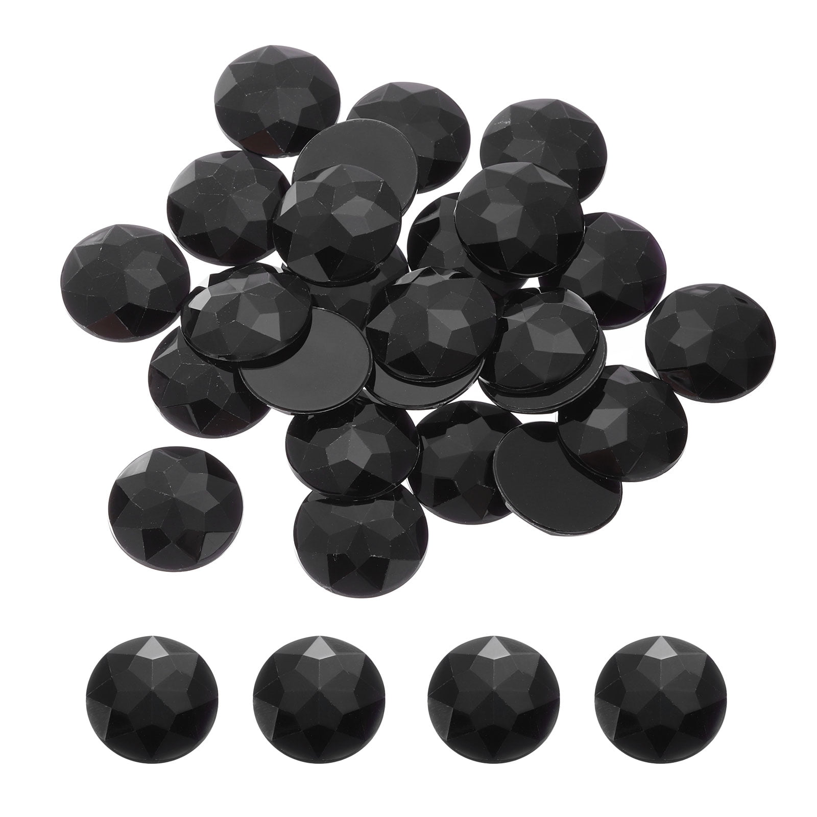 Flat Back Round Acrylic Rhinestones,25mm Black Flatback Crystal ...