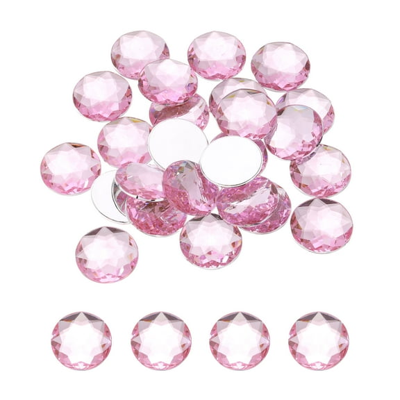 Flat Back Round Acrylic Rhinestones,25mm Light pink Flatback Crystal Rhinestones for Crafts Decoration 25Pcs