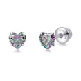 thumbnail image 1 of Flat Back Screw Back CZ Stud Earrings, Heart Cubic Zirconia Earrings Stud for Helix Cartilage Tragus Earlobe Piercing for Women Men, 1 of 10