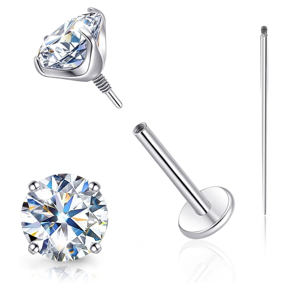 Flat Back Stud Cartilage Earrings Tragus Helix Piercing Jewelry Titanium Conch Nose Piercing,Small Tiny Studs for Women Men,Internally Threaded,Titanium,Hypoallergenic