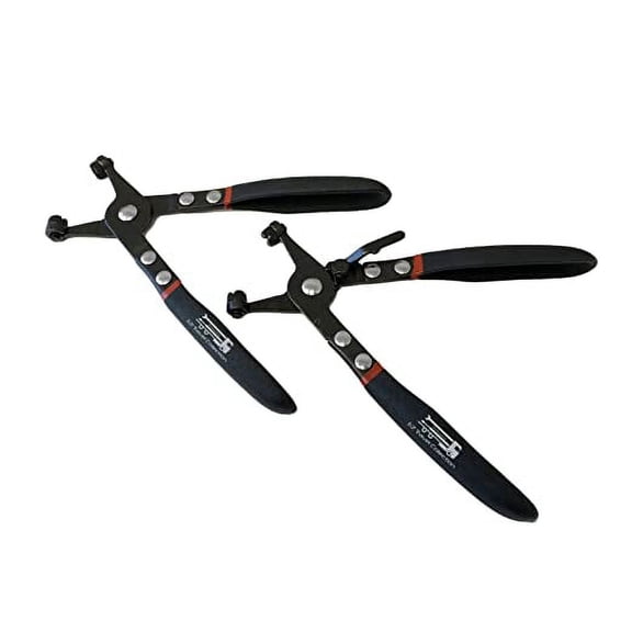 Flat Band and Ring Style V Slot Jaw Hose Clamp Hose Removal Tool Kit Cross Slot Plier Set (Locking and Non-Locking)