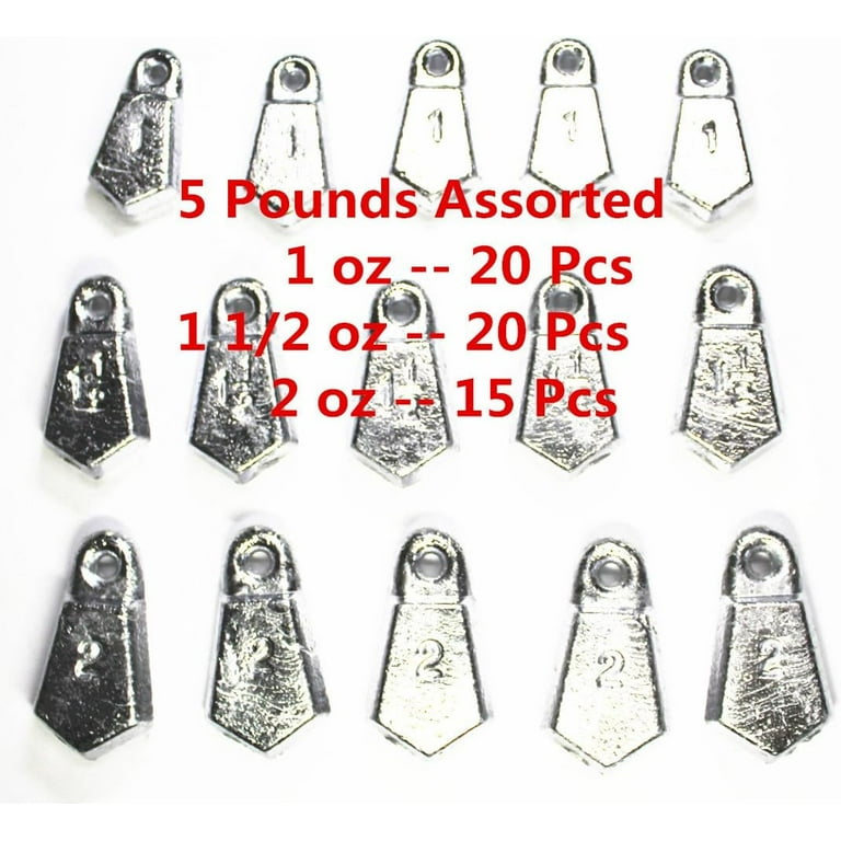 Flat Bank Sinkers Fishing Sinkers Assorted Weights (5 LB) Free