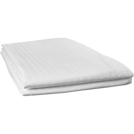 Flat Bed - 1 Pack, 118x120 Inches - King White Stripe Soft Cotton Blended Top Sheet 250 Thread Count, Shrinkage & Fade - Ideal for Hotel, Motel & Rental Properties