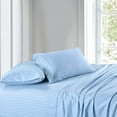thumbnail image 1 of Flat Bed Sheet 100% Egyptian Cotton [ Light Blue Stripe - Califonia King Size] Breathable, Easy to Wash 800 Thread Count 3Pc Flat Sheets - 108 Inches x 110 Inches, 1 of 4