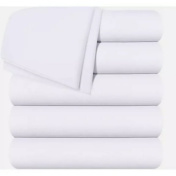 Textile Topia- 6 Pack Full Size Flat Sheets –81x104 inches, T180 Cotton-Blend, Soft & Durable, Machine Washable