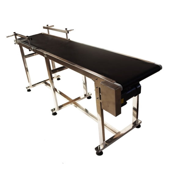Flat Belt Conveyor PVC Belt Transport Conveyor Adjustable Speed Industrial Transport Equipment with Double Guardrails and 82.6*15.7" Belt 110V