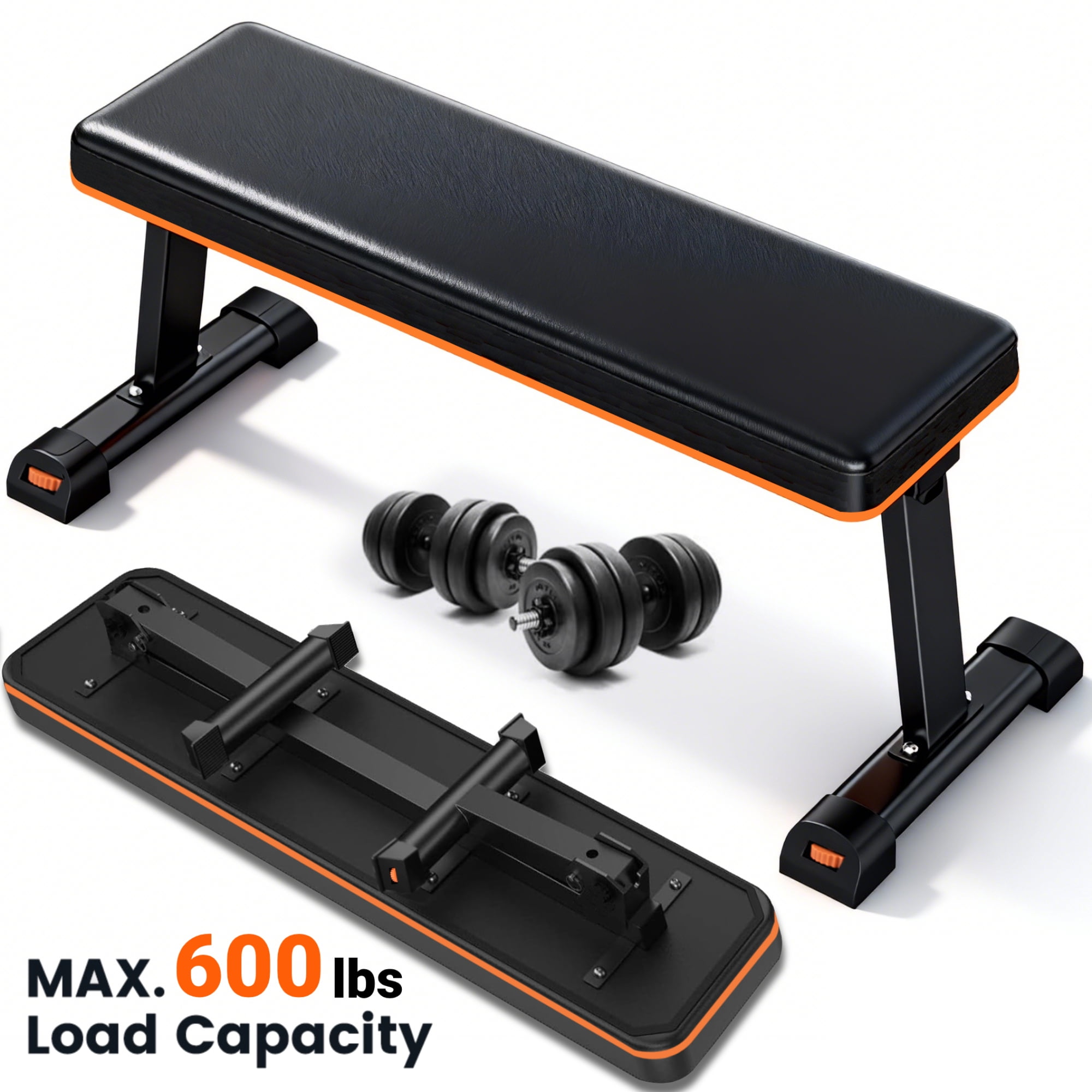 Weight Bench,Blacksmith Foldable Flat Bench with 600lb Capacity for AB and Full Body Exercises,Workout Bench for Home GYM