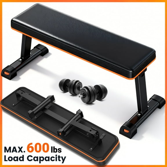 Weight Bench,Blacksmith Foldable Flat Bench with 600lb Capacity for AB and Full Body Exercises,Workout Bench for Home GYM