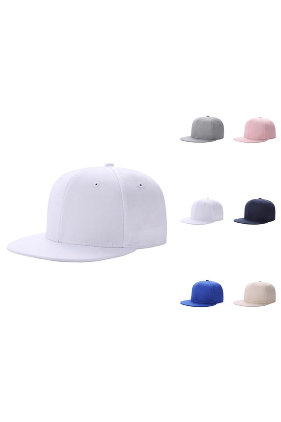 Flat Bill Baseball Cap for Men Women Basic Plain Snapback Hat Structured Blank Cap