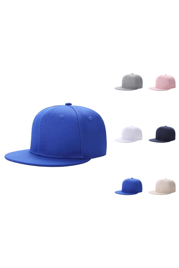 Flat Bill Baseball Cap for Men Women Basic Plain Snapback Hat Structured Blank Cap