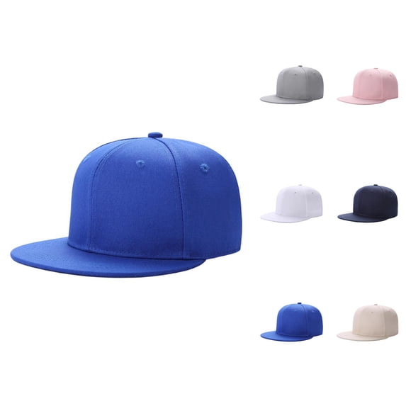 Flat Bill Baseball Cap for Men Women Basic Plain Snapback Hat Structured Blank Cap