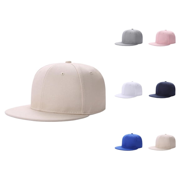 Flat Bill Baseball Cap for Men Women Basic Plain Snapback Hat Structured Blank Cap