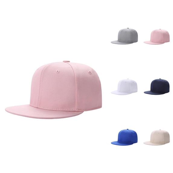 Flat Bill Baseball Cap for Men Women Basic Plain Snapback Hat Structured Blank Cap