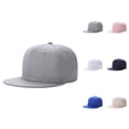 thumbnail image 1 of Flat Bill Baseball Cap for Men Women Basic Plain Snapback Hat Structured Blank Cap, 1 of 3