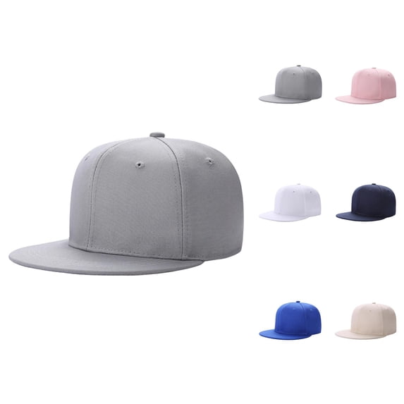 Flat Bill Baseball Cap for Men Women Basic Plain Snapback Hat Structured Blank Cap