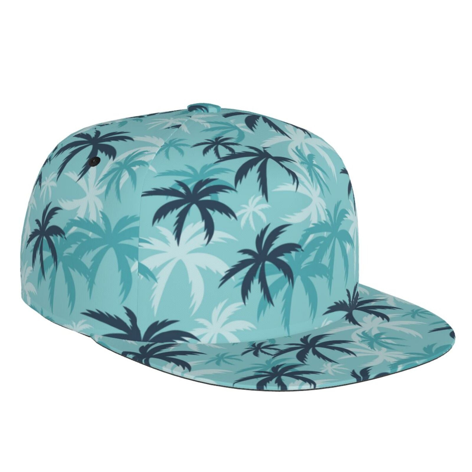 Flat Bill Baseball Cap retro Palm Tree Adjustable Snapback Hat for