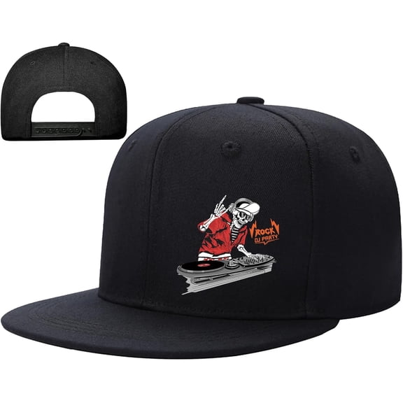 Flat Bill Hats for Men Skull Skeleton Snapback Hats for Men Fitted Adjustable Baseball Caps Black Cool Hip Hop caps