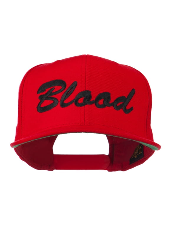 Flat Bill Hip Hop Casual Blood Embroidered Cap - Red OSFM