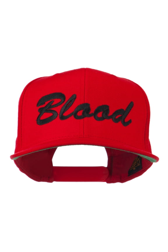 Flat Bill Hip Hop Casual Blood Embroidered Cap - Red OSFM