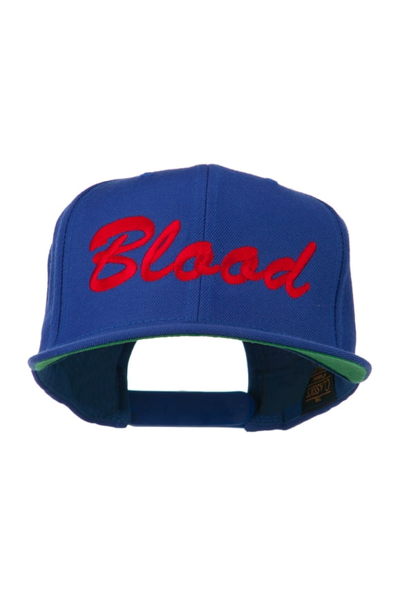 Flat Bill Hip Hop Casual Blood Embroidered Cap - Royal OSFM