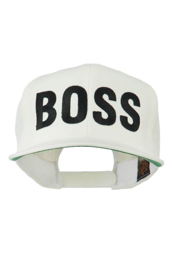 Flat Bill Hip Hop Casual Boss Embroidered Cap - White OSFM