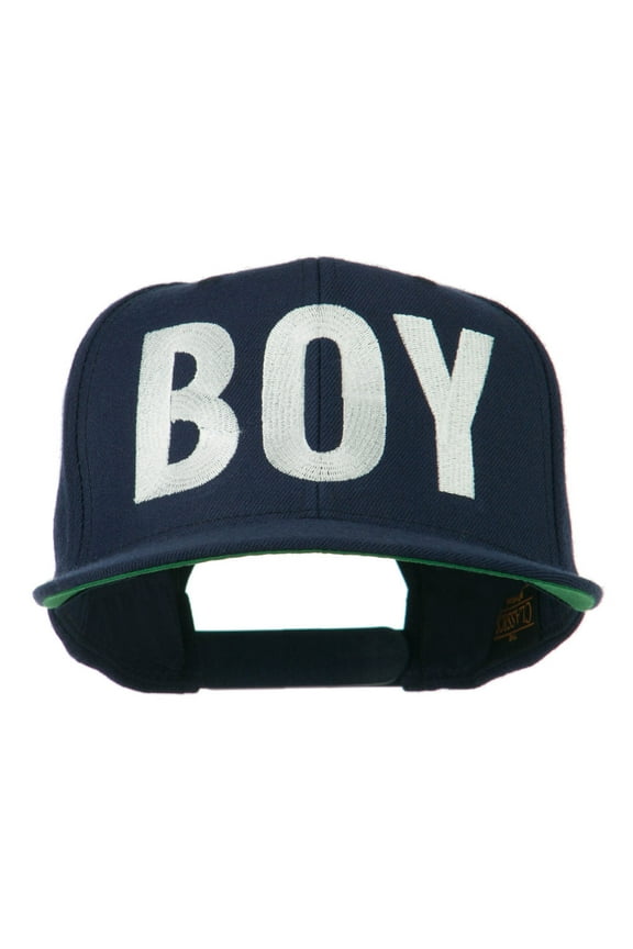 Flat Bill Hip Hop Casual Boy Embroidered Cap - Navy OSFM