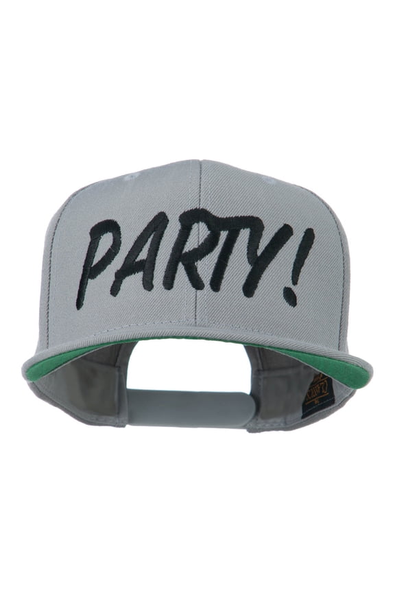 Flat Bill Party Embroidered Cap - Silver OSFM