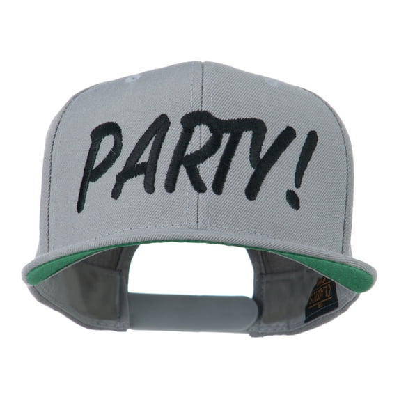Flat Bill Party Embroidered Cap - Silver OSFM