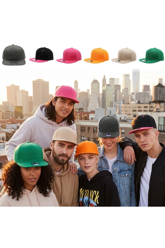 Flat Bill Snapback Cap Polyester Hip Hop Baseball Hat Adjustable Sun Protection Hat For Camping Hiking Outdoor(Green-57Cm)