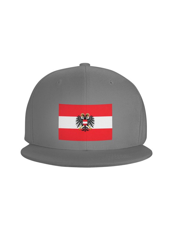 Flat Bill Snapback Hats for Men Women Austrian Flag Hip Hop Style Plain Baseball Cap Gray
