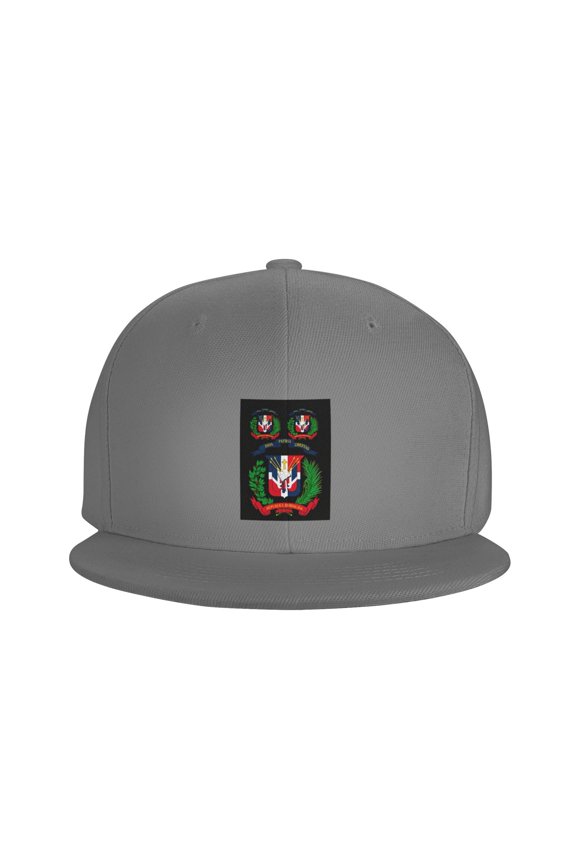 Flat Bill Snapback Hats for Men Women Coat Of Arms Of The Dominican Republic Hip Hop Style Plain Baseball Cap Gray