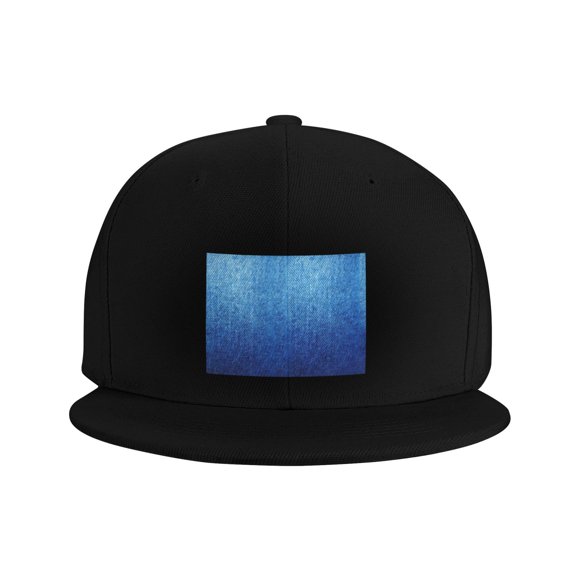 Flat Bill Snapback Hats for Men Women Denim Blue Hip Hop Style Plain Baseball Cap Black