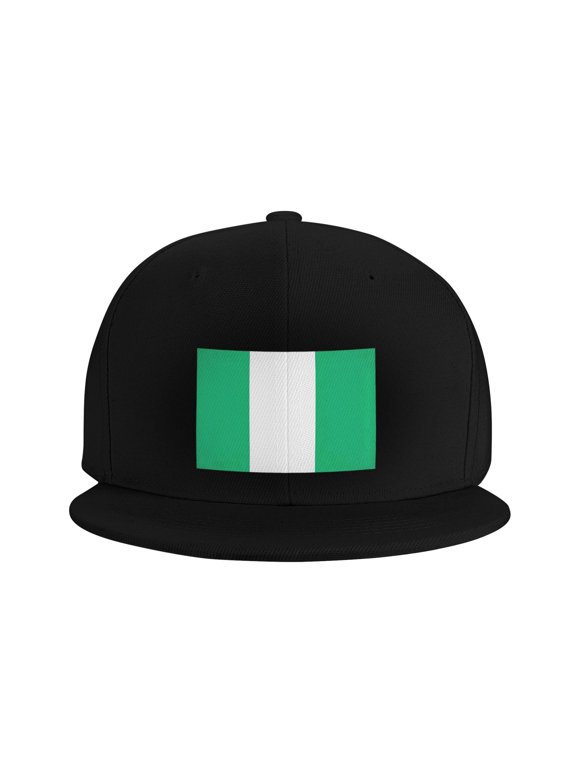 Flat Bill Snapback Hats for Men Women Flag Of Nigeria Hip Hop Style Plain Baseball Cap Black