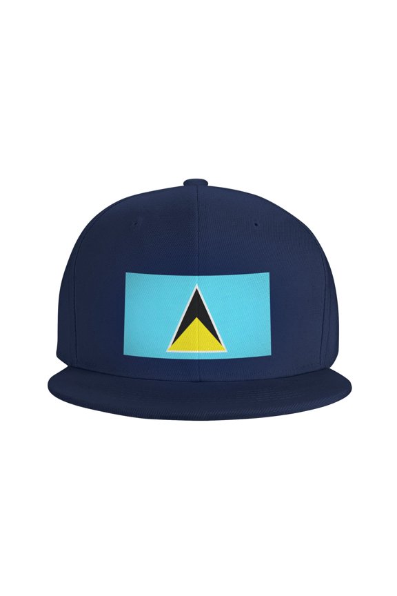 Flat Bill Snapback Hats for Men Women Flag Of Saint Lucia Hip Hop Style Plain Baseball Cap Navy Blue