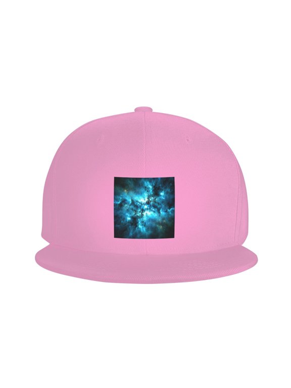 Flat Bill Snapback Hats for Men Women Galaxy Nebula Space Hip Hop Style Plain Baseball Cap Pink