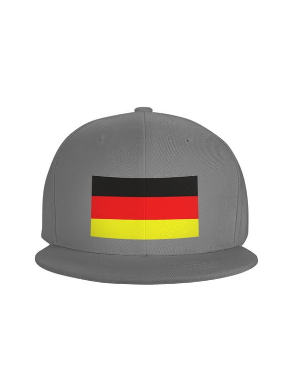 Flat Bill Snapback Hats for Men Women German Flag Germany Hip Hop Style Plain Baseball Cap Gray