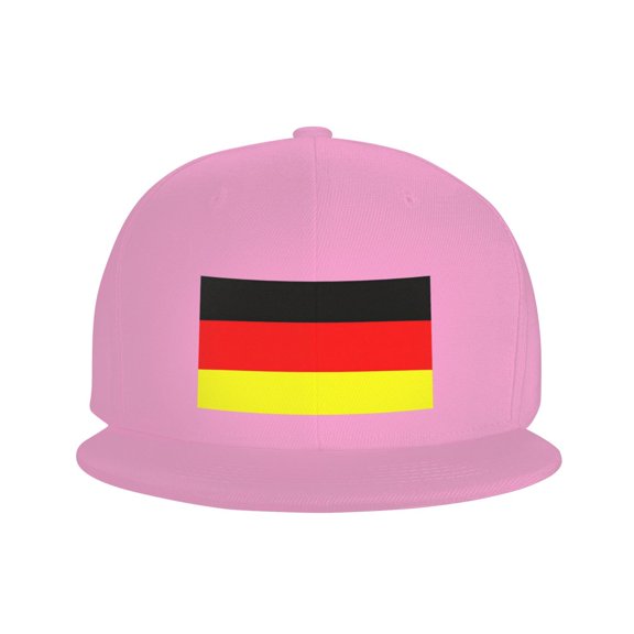 Flat Bill Snapback Hats for Men Women German Flag Germany Hip Hop Style Plain Baseball Cap Pink