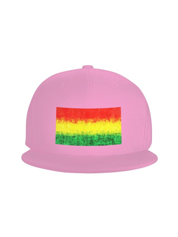 Flat Bill Snapback Hats for Men Women Rastafarian Grunge Hip Hop Style Plain Baseball Cap Pink