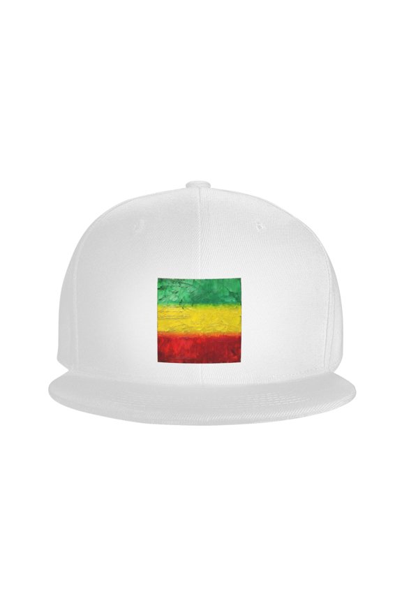 Flat Bill Snapback Hats for Men Women Reggae-Rastafarian-Flag Hip Hop Style Plain Baseball Cap Black